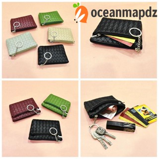 Oceanmapdz กระเป๋าใส่เหรียญสาน หนัง Pu มีซิป กระเป๋าใส่บัตร แบบพกพา กระเป๋าใส่เหรียญ เปลี่ยนกระเป๋าสาว