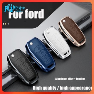 Rto เคสกุญแจรีโมทรถยนต์ หนังวัวแท้ อลูมิเนียม น้ําหนักเบา สําหรับ Ford Ecosport F150 Focus Kuga Everest Fiesta Edge