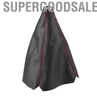 Supergoodsales Universal PU Leather Bright Black Gear Shift Knob Cover Red Stitch Gaiter Boot