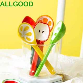 Allgoods ช้อนกาแฟเซรามิค พอร์ซเลน รูปผลไม้ หลากสี 5 ชิ้น