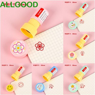 Allgoods แสตมป์พลาสติก ทรงกลม ลายการ์ตูนน่ารัก DIY สําหรับนักเรียน ครู