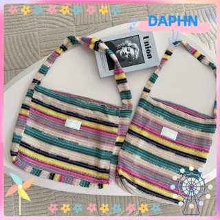 Daphs กระเป๋าสะพายไหล่ กระเป๋าถือ ผ้าถัก สีรุ้ง น้ําหนักเบา จุของได้เยอะ สีสันสดใส สไตล์วินเทจ สําหรับสตรี