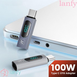 Lanfy อะแดปเตอร์เชื่อมต่อ USB 2.0 100W Type C อะลูมิเนียมอัลลอย Type-C USB 2.0 OTG ตัวผู้ เป็นตัวเมีย หน้าจอดิจิทัล