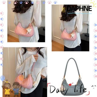 Daphne กระเป๋าสะพายไหล่ กระเป๋าถือ หนัง PU ทรงสี่เหลี่ยม สีพื้น เข้ากับทุกการแต่งกาย สําหรับสตรี