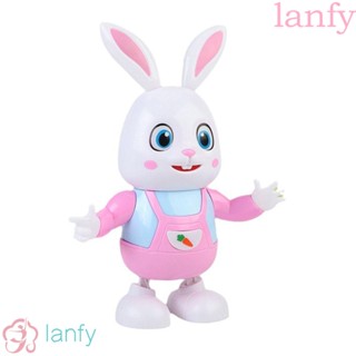 Lanfy หุ่นยนต์กระต่ายเต้นรําอิเล็กทรอนิกส์ มีไฟ LED แบบพกพา ของขวัญวันเกิด สําหรับเด็ก