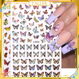 ✧Ready Stcok Nail Art สติ๊กเกอร์ติดเล็บเลเซอร์สีสันสดใสชุดผีเสื้อ Bronzing จำลอง 3D สติ๊กเกอร์สเตอริโอตกแต่งเล็บเครื่องมือทำเล็บฤดูใบไม้ผลิฤดูร้อนสำหรับร้านทำเล็บทรงสูง