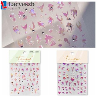 Lacyeszb สติกเกอร์ตกแต่งเล็บ ลายการ์ตูนแมงกะพรุน เพชร สีชมพู DIY