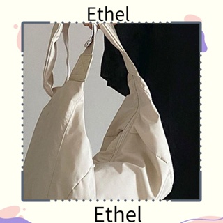 Ethel1 กระเป๋าสะพายไหล่ สะพายข้าง ผ้าฝ้าย ความจุขนาดใหญ่ น้ําหนักเบา สีพื้น สําหรับผู้หญิง