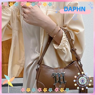 Daphs กระเป๋าสะพายไหล่ กระเป๋าถือ หนัง Pu ทรงสี่เหลี่ยม สีพื้น สไตล์เรโทร สําหรับสตรี