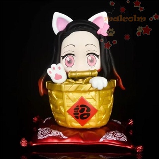 Malcolm ฟิกเกอร์อนิเมะ Kamado Nezuko Q Version Lucky Cat Demon Slayer สําหรับแต่งคอสเพลย์ รถยนต์