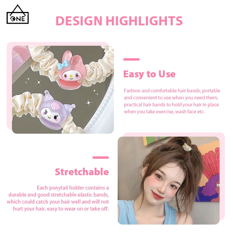 COD❤️1บาทยางรัดผมลายการ์ตูนเฮลโลคิตตี้ซานริโอ้น่ารักความยืดหยุ่นสูงสีขาวแฟชั่นสไตล์เกาหลีหางม้าเครื่องประดับผม-a.one
