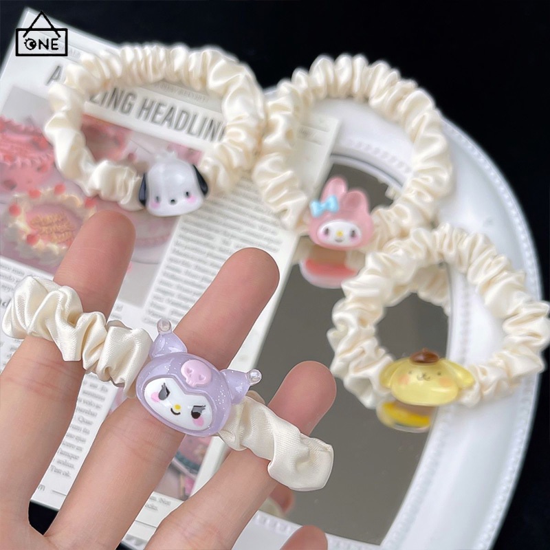 COD❤️1บาทยางรัดผมลายการ์ตูนเฮลโลคิตตี้ซานริโอ้น่ารักความยืดหยุ่นสูงสีขาวแฟชั่นสไตล์เกาหลีหางม้าเครื่องประดับผม-a.one