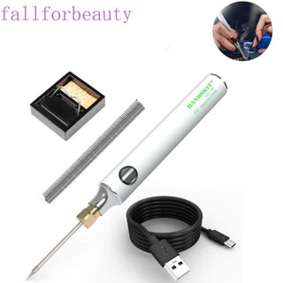 Fallforbeauty หัวแร้งบัดกรีไร้สาย USB ปรับอุณหภูมิได้ แบบชาร์จมือถือ สําหรับบ้าน