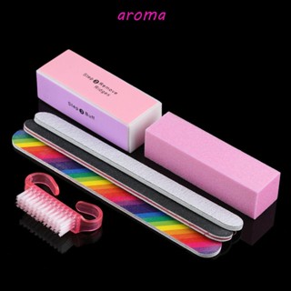 Aroma ชุดแปรงตะไบเล็บ ทนทาน สําหรับทําความสะอาดเล็บ