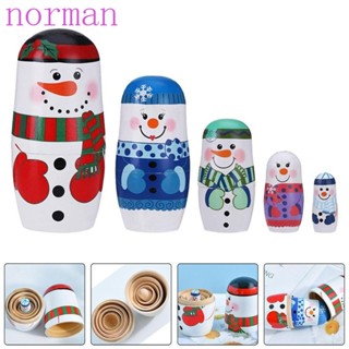 Norman ตุ๊กตาไม้รัสเซีย สโนว์แมน วอลนัท ทหาร Matryoshka ของเล่นสําหรับเด็กผู้ชาย 5 ชิ้น ต่อชุด