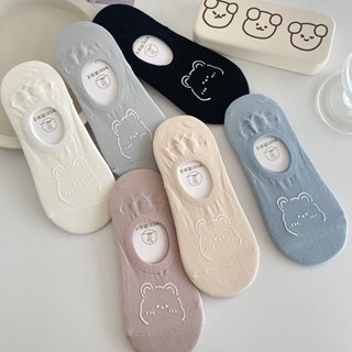 Hot Sale# boat Socks womens shallow mouth bear cute Japanese cartoon socks hot stamping invisible socks summer new thin womens socks 8cc