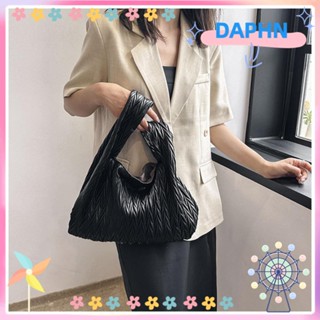 Daphs กระเป๋าถือ กระเป๋าช้อปปิ้ง หนัง Pu ลายใบวิลโลว์ สีพื้น แบบลําลอง