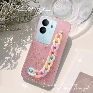 ใหม่ พร้อมส่ง เคสป้องกันโทรศัพท์มือถือ TPU ใส แบบนิ่ม ประดับเลื่อม พร้อมสายคล้อง สีรุ้ง สําหรับ VIVO V29 5G X90 Pro 2023