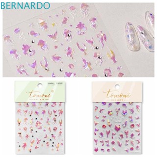 Bernardo สติกเกอร์ติดเล็บ ลายการ์ตูนแมงกะพรุน หางนางเงือก สีชมพู สําหรับตกแต่งเล็บ DIY