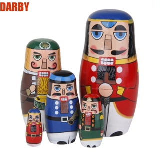 Darby ตุ๊กตาไม้รัสเซีย สโนว์แมน ทหารวอลนัท แมทริโอชก้า สําหรับเด็กวัยหัดเดิน 5 ชิ้น ต่อชุด