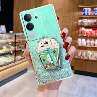 ใหม่ พร้อมส่ง ขายดี เคสโทรศัพท์มือถือแบบใส ลายหมีอวกาศน่ารัก พร้อมขาตั้ง ระยิบระยับ สําหรับ VIVO V29 5G X90 Pro 2023