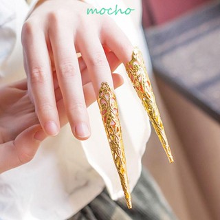 Mocho ชุดแหวนสวมนิ้ว ลายดอกไม้ สไตล์โบราณ สําหรับตกแต่งเล็บ