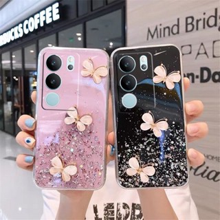 ใหม่ พร้อมส่ง เคสโทรศัพท์มือถือ ซิลิโคนนิ่ม ใส ลายผีเสื้อ กลิตเตอร์ สําหรับ VIVO V29 5G X90 Pro V295G 2023