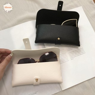 Ahour กล่องใส่แว่นตา 1 ชิ้น ทนทาน หนา ผู้ชาย ผู้หญิง ป้องกันแว่นตา หนัง PU นุ่ม พับได้ กล่องแว่นตา
