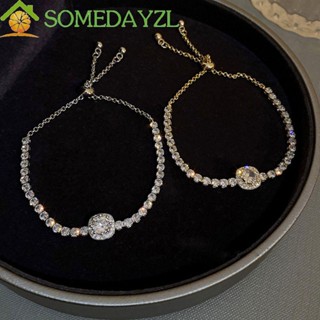 Somedayzl สร้อยข้อมือเพทาย สวยหรู เรียบง่าย พลอยเทียม สี่เหลี่ยม ปรับอารมณ์ได้ สไตล์เกาหลี เครื่องประดับ