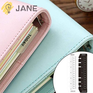 Jane ไม้บรรทัด PVC ใส แยกหน้าหนังสือ อเนกประสงค์ สเกล 6 รู ขนาด A5 สีดํา