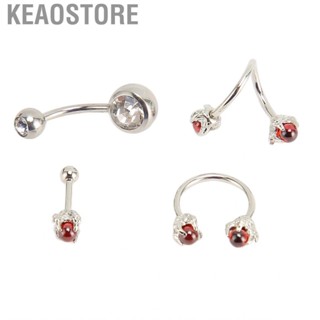 Keaostore Belly Button Rings 4 Pcs Navel Stainless Steel For Men