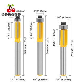 Nicesi ดอกสว่านเราเตอร์ 3 ใบมีด 6 มม. 6.35 มม. ทนทาน พร้อมตลับลูกปืนคาร์ไบด์ สําหรับงานไม้