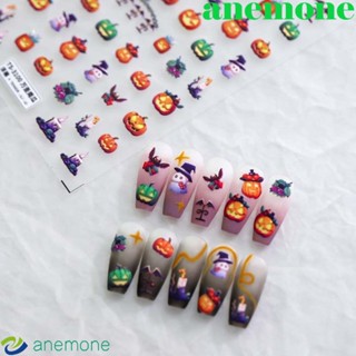 Anemone สติกเกอร์ตกแต่งเล็บ ลายฟักทองผี ฮาโลวีน หลากสี DIY