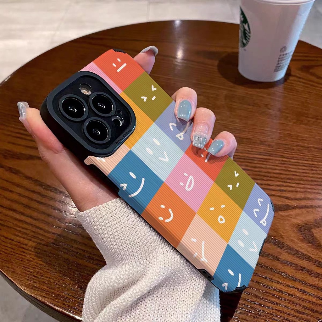 ลายสก๊อต Emoji iPhone 11 pro max/14/13/12/11 ลายทนต่อการตกรวมทุกอย่างเคสโทรศัพท์ iPhone X/Xr/Xsmax/7P/15/16Pro max