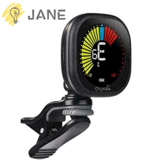 Jane จูนเนอร์ 360°แคลมป์จูนเนอร์ หน้าจอสี LCD แบบพกพา หมุนได้ สําหรับปรับแต่งสายกีตาร์ ไวโอลิน