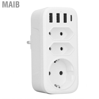 Maib 3 Way Multiple Plug 7 in 1 Staggered Design Space Saving EU DE Conversion Compact AC100‑250V for Travel