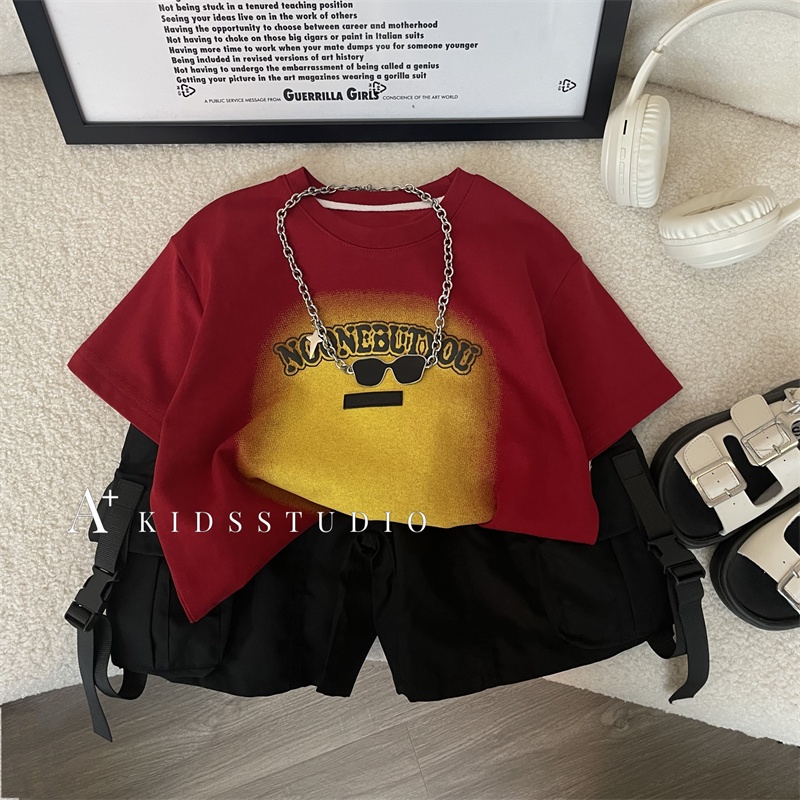 เสื้อยืดแขนสั้นลําลอง อเนกประสงค์ สไตล์เกาหลี สําหรับเด็กผู้ชาย