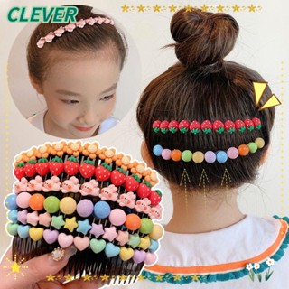 Clever หวีพลาสติก แบบยาว สีสันสดใส เครื่องประดับ สําหรับจัดแต่งทรงผมเด็ก