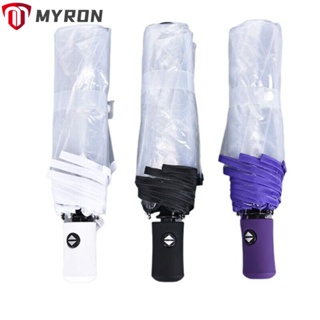 Myron ร่มกันฝน PVC แบบพับได้ น้ําหนักเบา สีโปร่งใส สําหรับเดินทางกลางแจ้ง