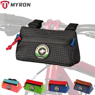 Myron กระเป๋าไนล่อน กันน้ํา แบบพกพา 1 ลิตร สีตัดกัน สําหรับติดแฮนด์บาร์รถจักรยาน