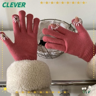 Clever ถุงมือถัก หน้าจอสัมผัส กันลม แบบหนา ให้ความอบอุ่น แฟชั่นฤดูใบไม้ร่วง ฤดูหนาว