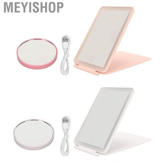 Meyishop Light Mirror 3 Colors Modes Rechargable Portable Folding Travel Mir