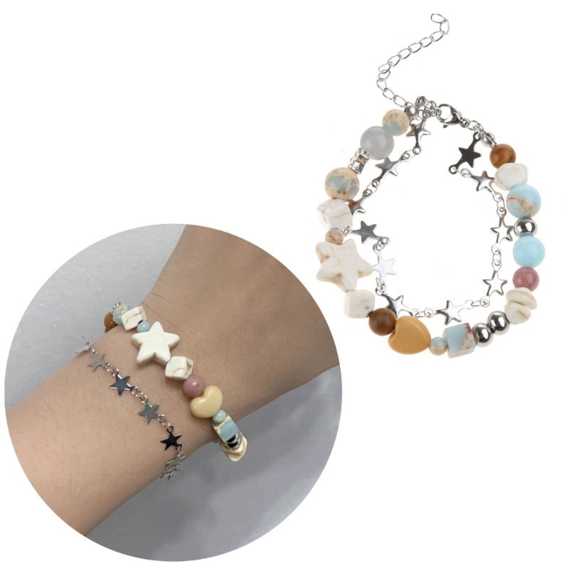 Flgo Y2K Star สร้อยข้อมือลูกปัดเครื่องประดับสําหรับผู้หญิงคู่ Y2K Cool Style Party กําไลข้อมือ