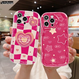 เคสโทรศัพท์มือถือ ซิลิโคน ขอบโค้ง ลายสก๊อต หัวใจ 3D สีชมพูแวววาว สําหรับ VIVO Y35 Y20 Y22 Y22S Y15S Y15C Y56 Y02A Y91C Y21 2021 Y21A Y16 Y21T Y12S Y12 Y30