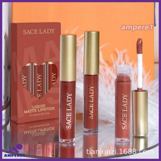 Sace Lady Matte Lipstick Set 3 ชิ้น Long Lasting Liptint Highpigment Lip Makeup Cosmetic -AME1