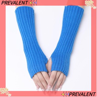 Preva ถุงมือถัก, ถุงมือข้อยาว สีขาว สีดํา สไตล์พังก์ ไร้นิ้ว แฟชั่น สําหรับเด็กผู้ชาย ผู้หญิง