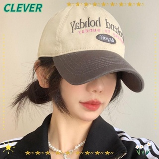 Clever หมวกเบสบอล ผ้าฝ้าย โพลีเอสเตอร์ ปักลายหางม้า ปรับสายได้ สี่ฤดู