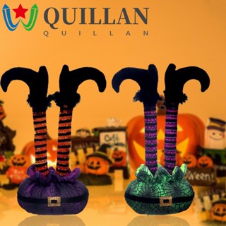 Quillan ผ้าฝ้ายนิ่ม รูปแม่มด สีม่วง สีเขียว สําหรับตกแต่งตู้เสื้อผ้า วันฮาโลวีน