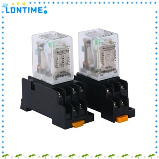 Lontime รีเลย์สวิตช์แม่เหล็กไฟฟ้า 10A 8 Pin พร้อมฐาน DPDT AC 24V 2 ชิ้น