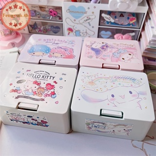 Fengyun กล่องเก็บเครื่องประดับ สร้อยคอ แหวน แบบพกพา ลาย Sanrio My Melody Cinnamoroll Kuromi Kitty